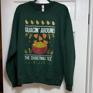 Jerzees Dark Green Guacamole Christmas Sweatshirt-L
